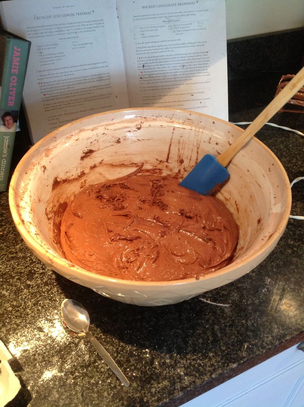 Use a spatula to get round the bowl and collect the extra chocolate, mmm chocolate :)