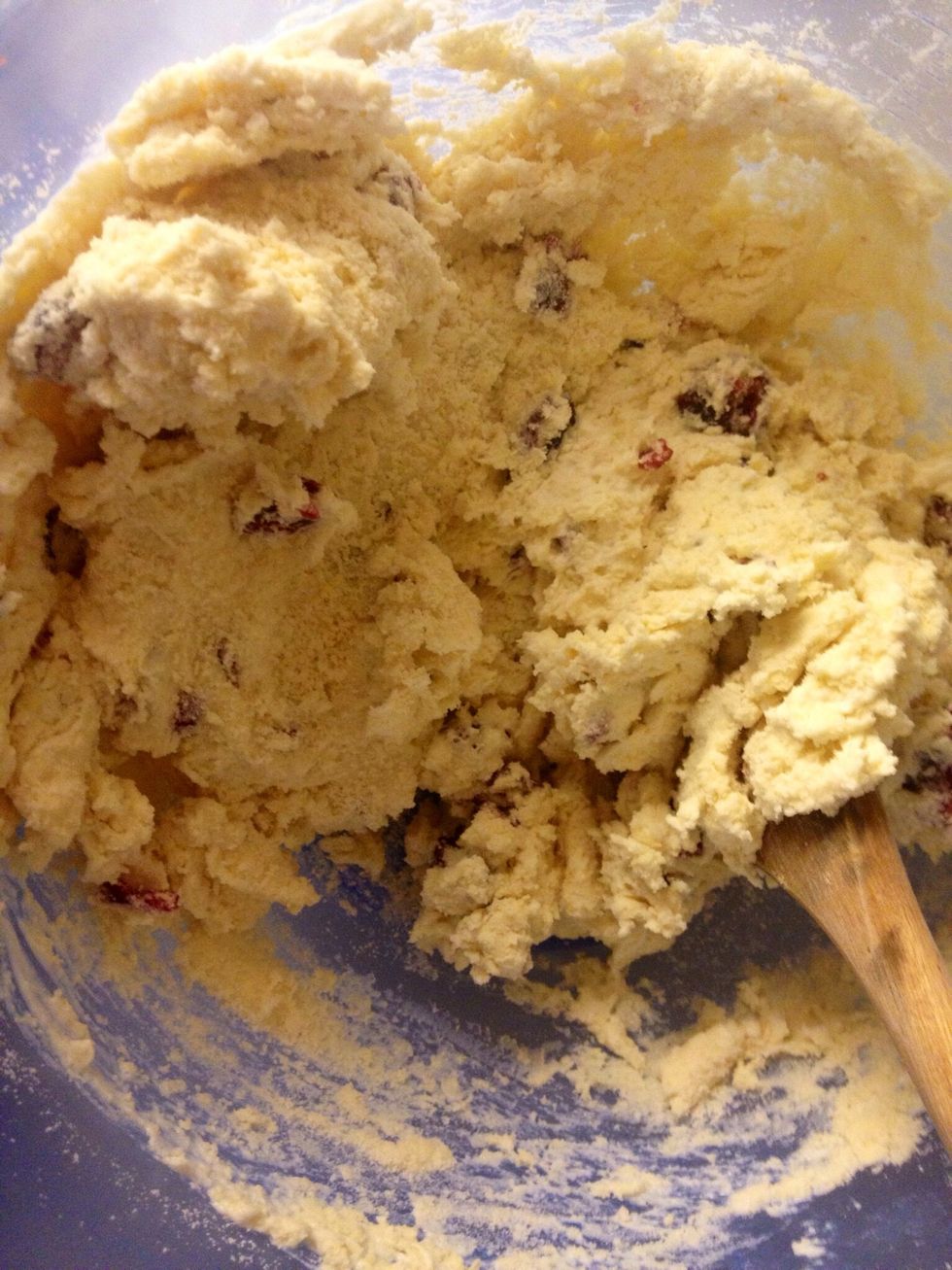 Use a spatula to make a dough. If needed add more flour.