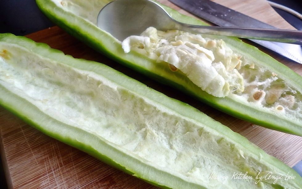 Use a spoon to scoop out the seeds.