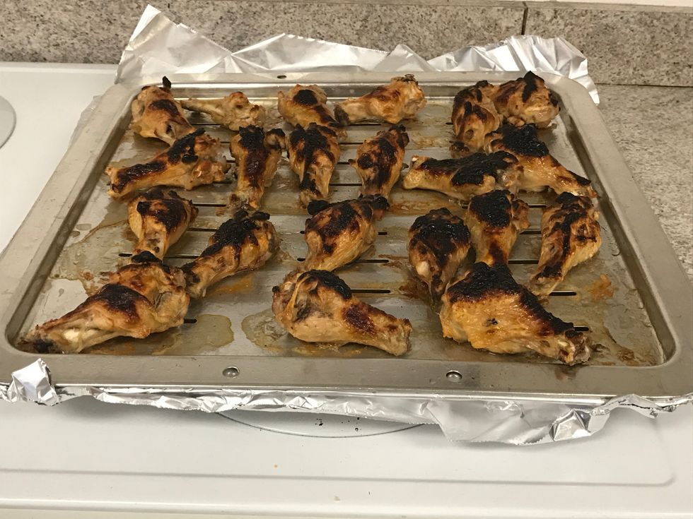 Use a thermometer and check the internal temperature of the chicken