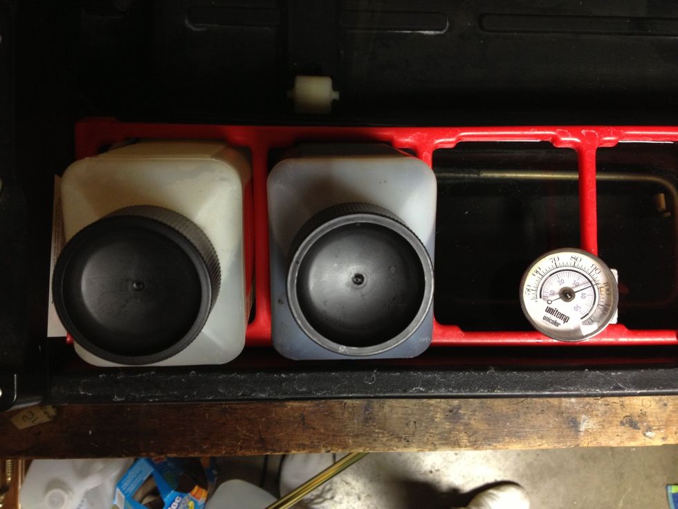 Use a thermometer to make sure the bath and each solution individually are at 100\u00b0F before you begin development. Occasionally stir the bath and rotate chemistry bottles to even temperatures quickly.