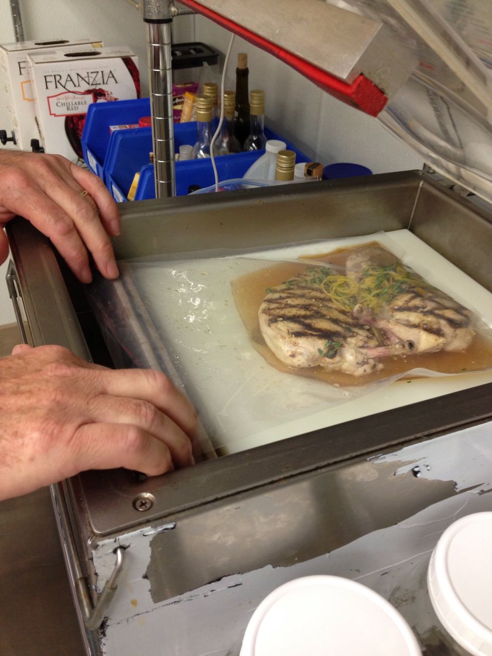 Use a vacumn sealer to seal bag.