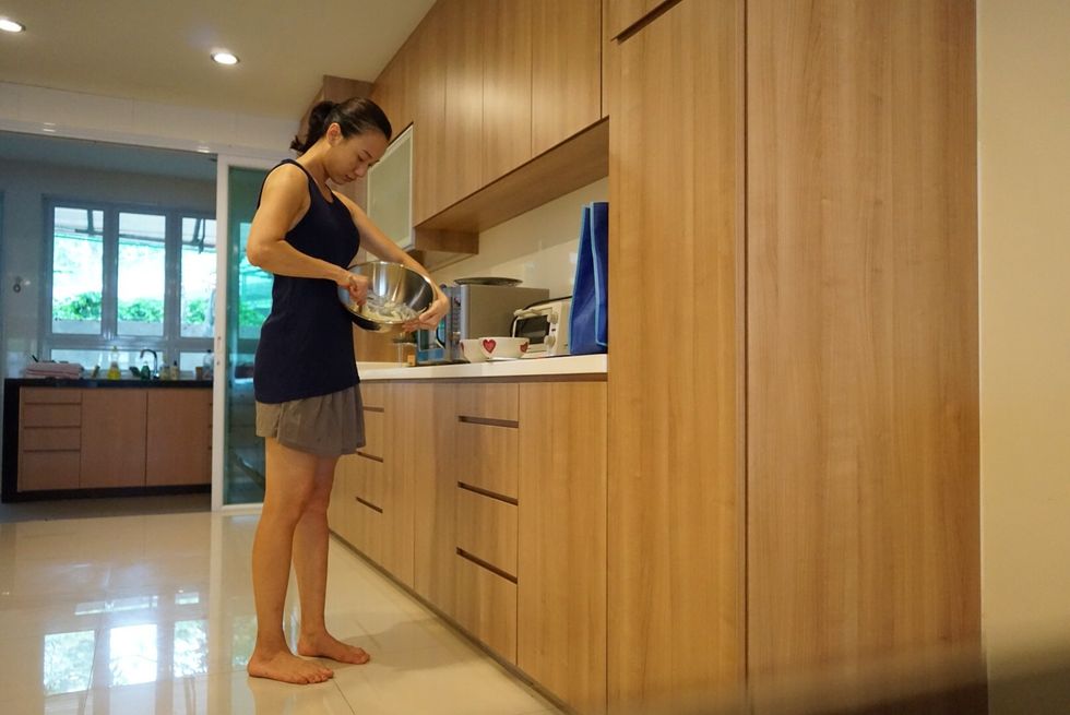 Use a wooden spoon vigorously beat the butter until become loose.