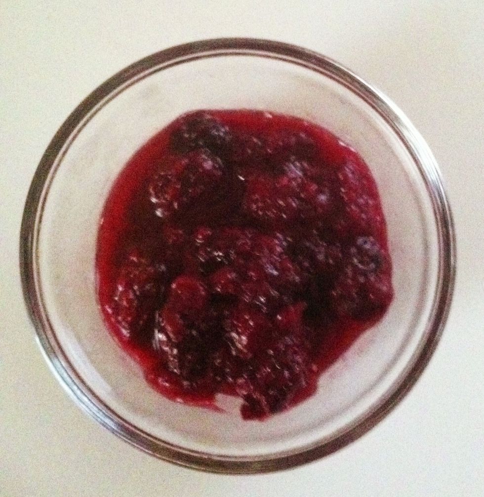 Use an already cooked compote or fresh fruit cut into small pieces.