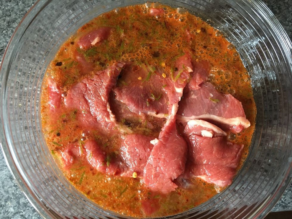 Use as much Mexican beer as it takes to cover your brisket (Approx 1 bottle - 330ml) you want your meat completely submerged