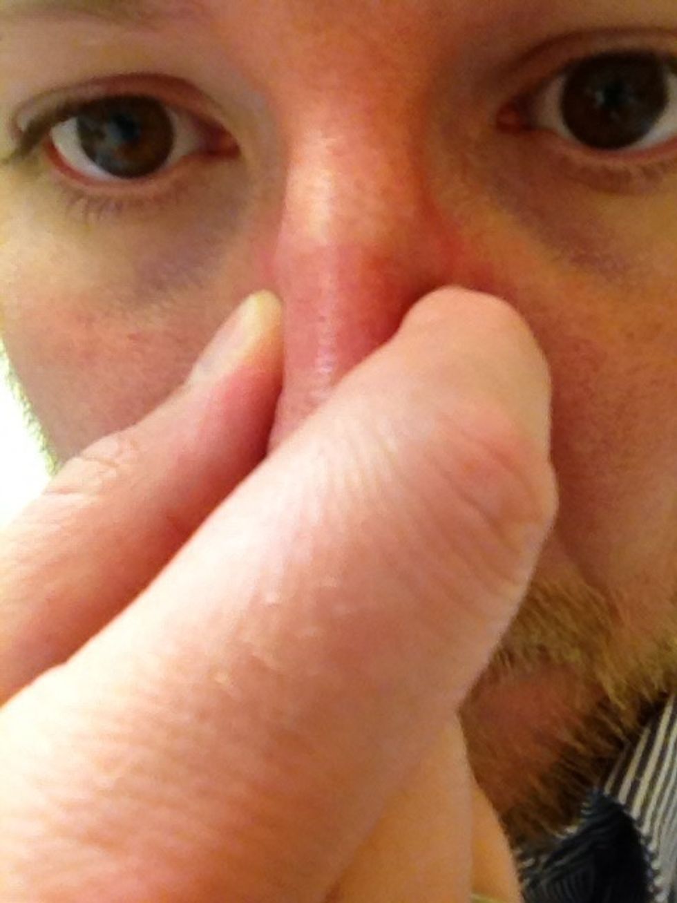 Use backward and inward pressure (toward your face) and press firmly for a full five minutes. It is very important at this stage not to release pressure.