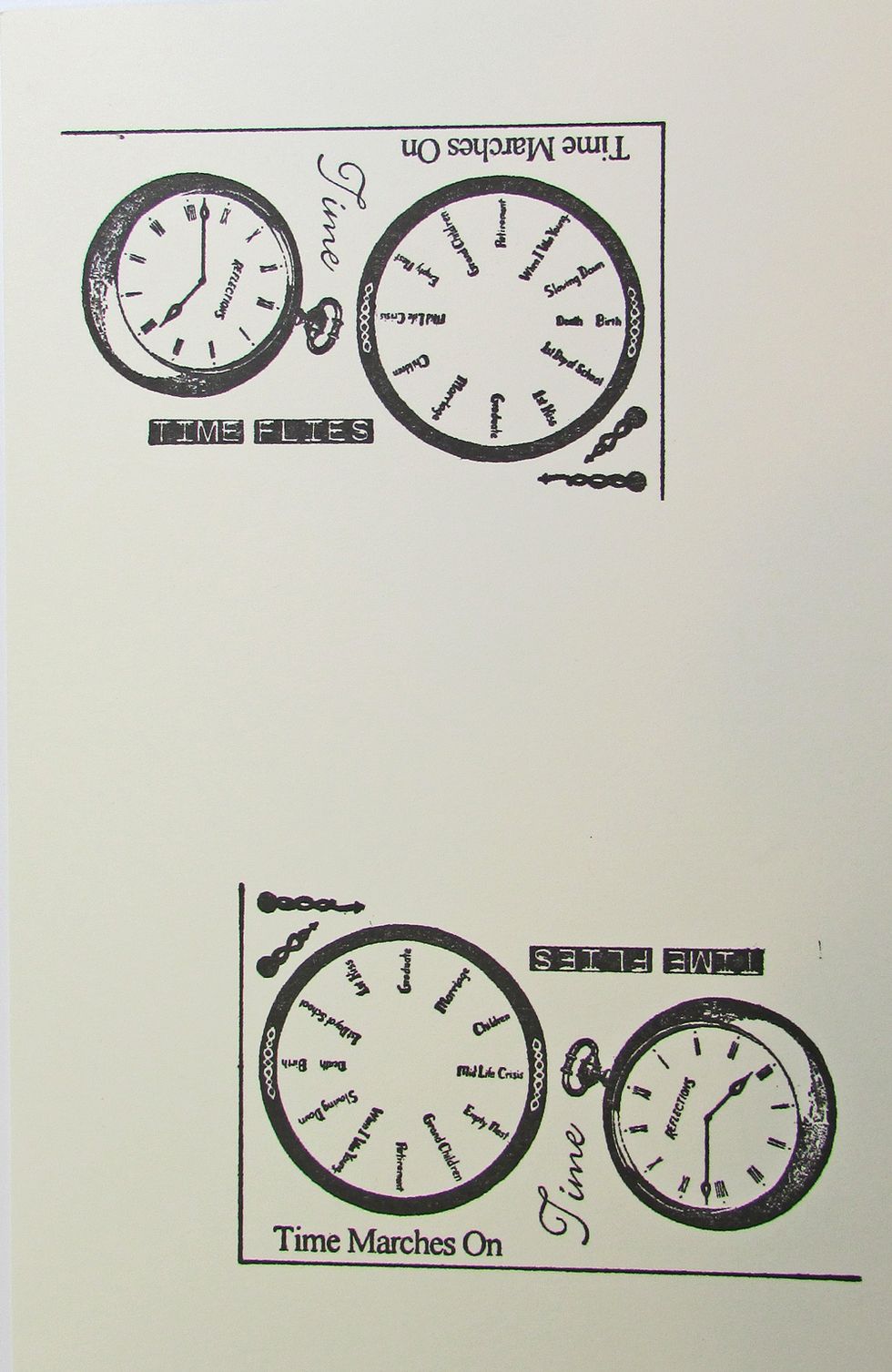 Use black ink to stamp the Muse Time images onto ivory cardstock. (I stamped the images twice, just in case I made an error when cutting them out.)