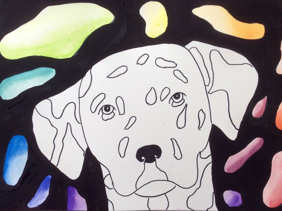 Use black paint to fill in the background around the spots or stripes.