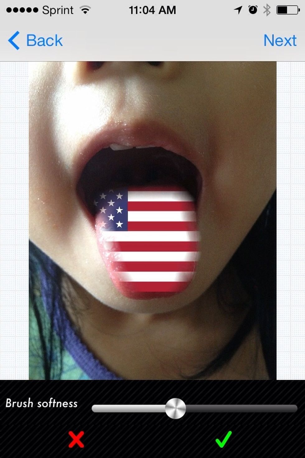 Use brush and eraser to adjust the edge of the second photo. You can also adjust the brush softness.