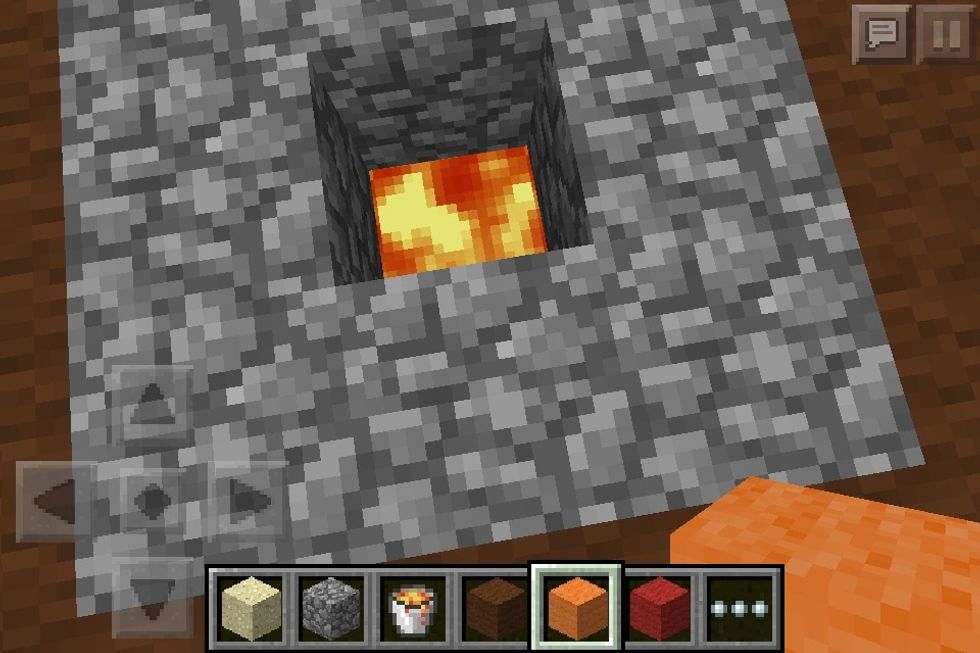 Use cobblestone to cover everything except one square