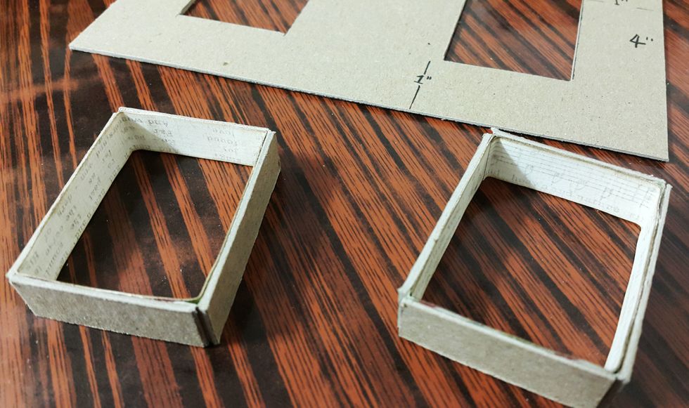 Use connection strips to form the windows into shape, they are in half inch depth, cover the inside of the windows with papers.