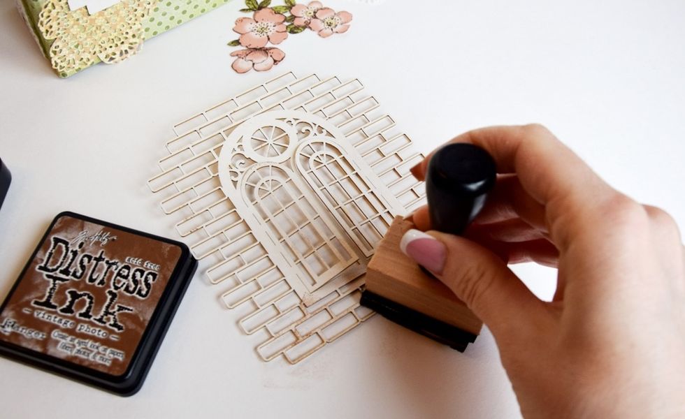 Use distress ink - vintage Photo - to make nice edges