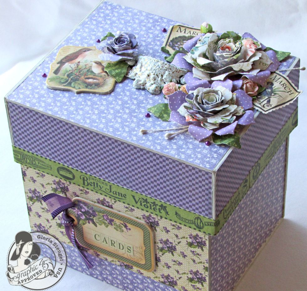 Use elements from the Graphic 45 Place in Time and Secret Garden Collections to decorate your box as desired.
