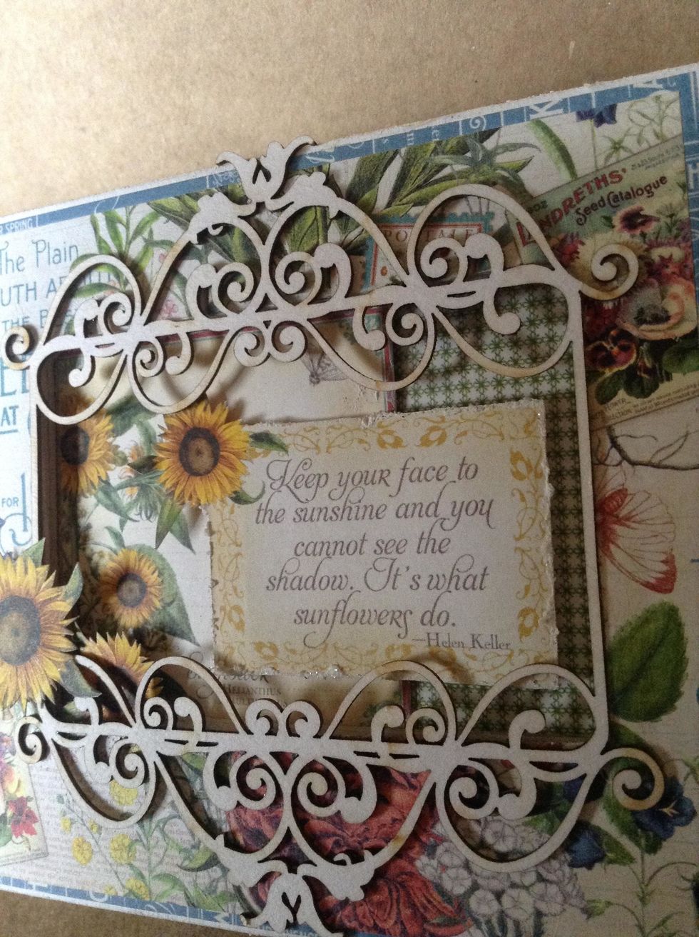 Use elements from the Graphic 45 "Time to Flourish" collection to decorate your window as desired.