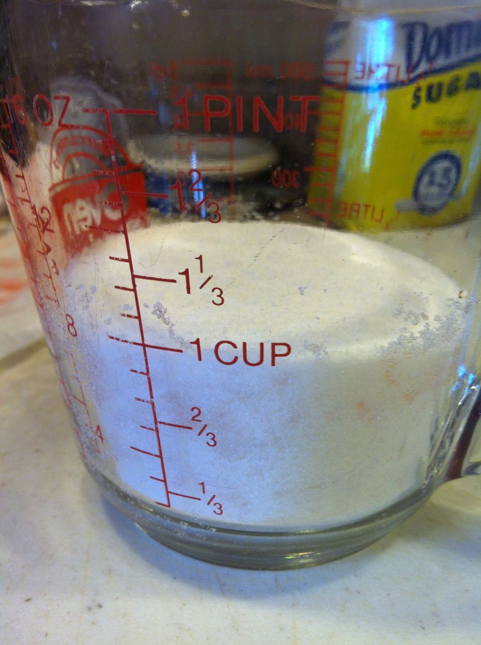Use equal amounts of berries and sugar. I had roughly 1 cup of berries. (Yes, I know this is a liquid measuring cup. This recipe doesn't call for precision \ud83d\ude09)