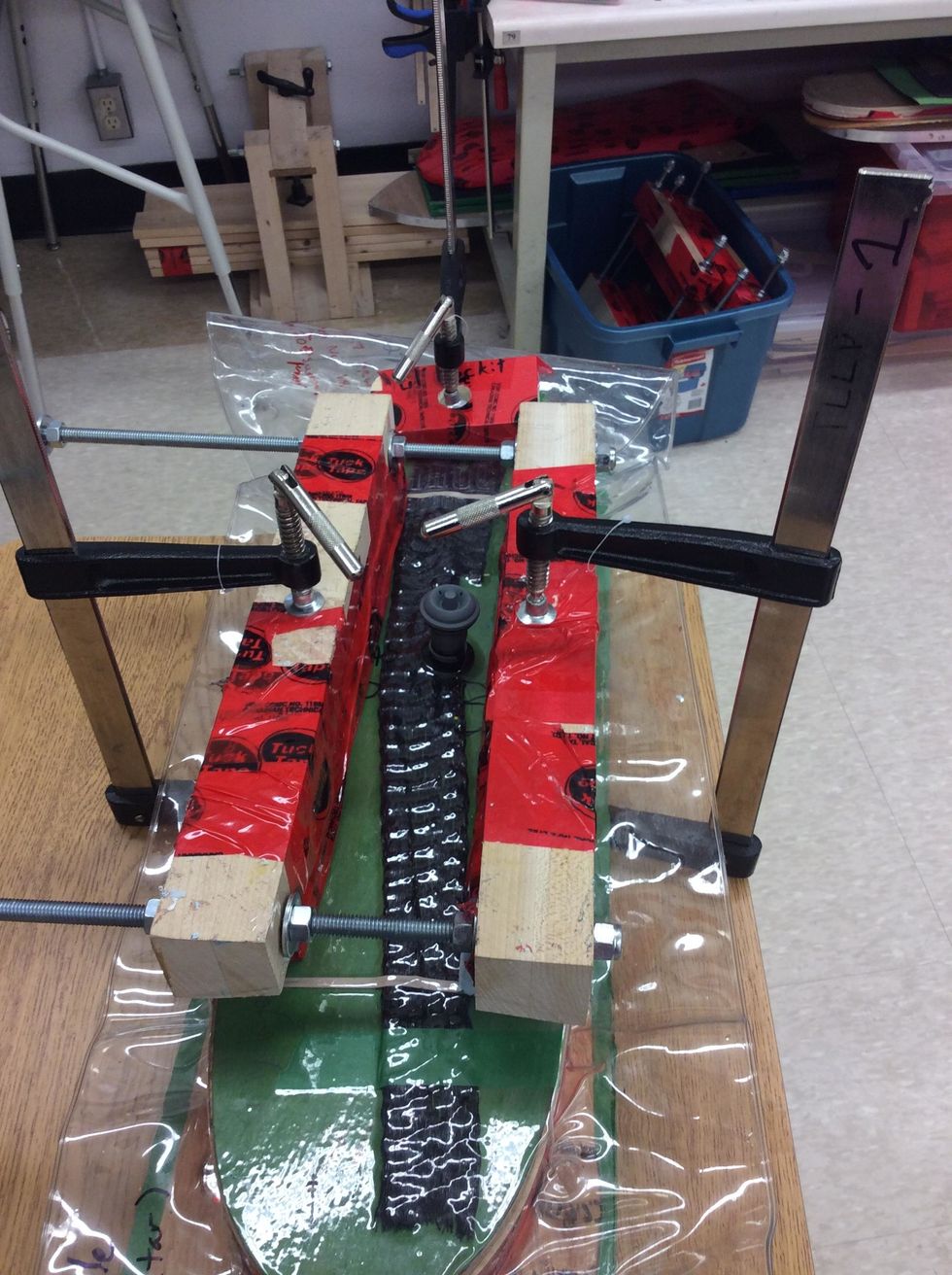 Use F-Clamps as indicated in picture.