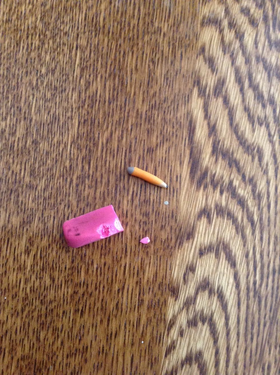 Use fingernails ( or something else) to cut a bit of earaser