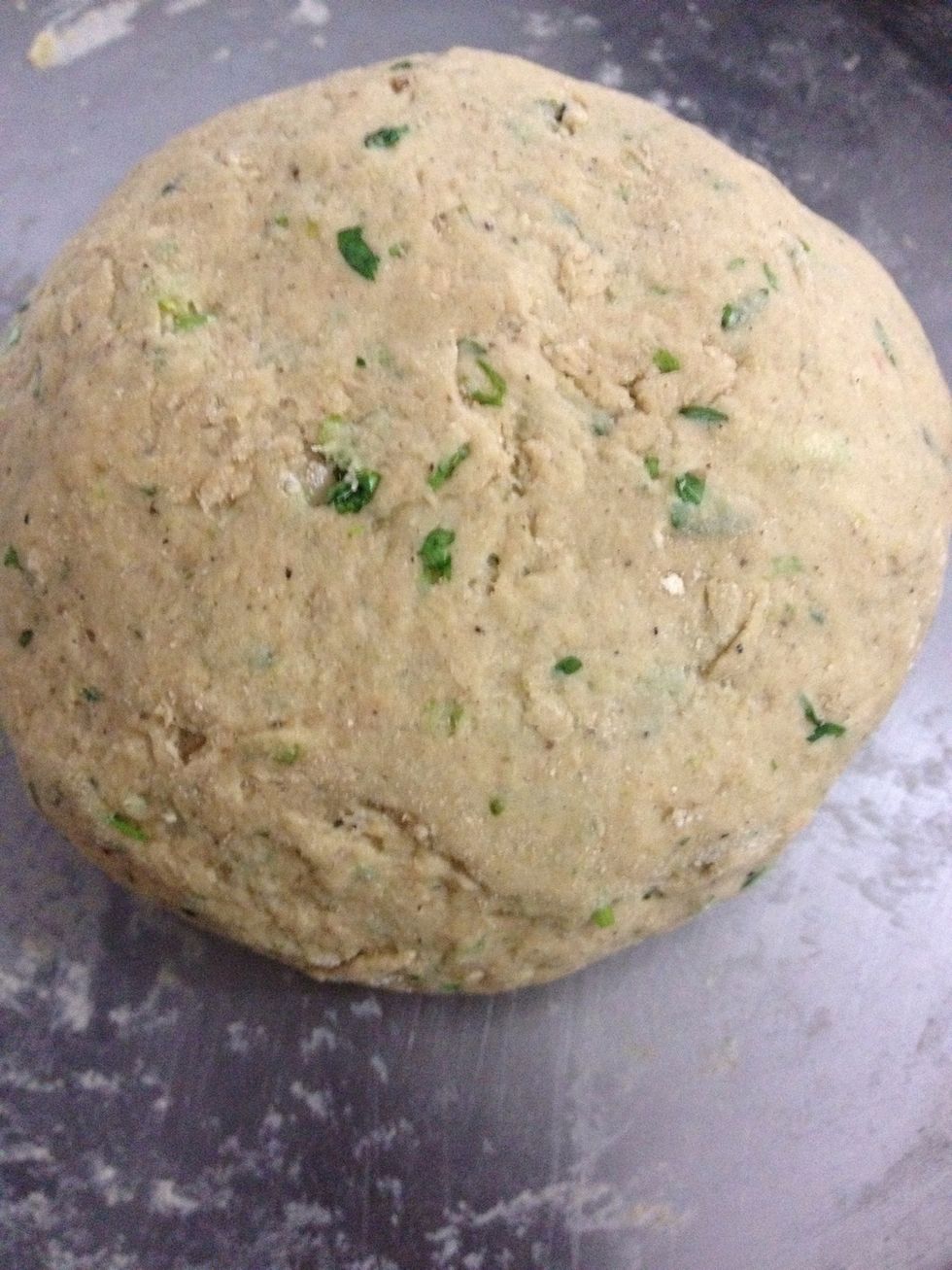 Use flour as needed and make it to a nice firm dough and let it rest for 15 min