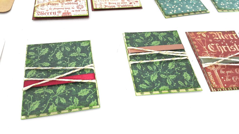 Use foam tape, adhere on another coordinate pattern paper from Graphic 45 A Christmas Carol