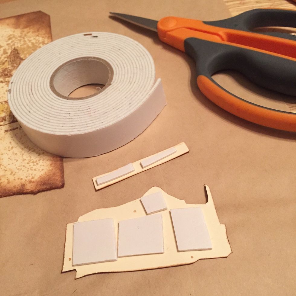 use foam tape to adhere cut pieces to tag