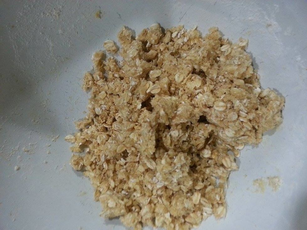 Use forks or hand to mash butter into the mixture.