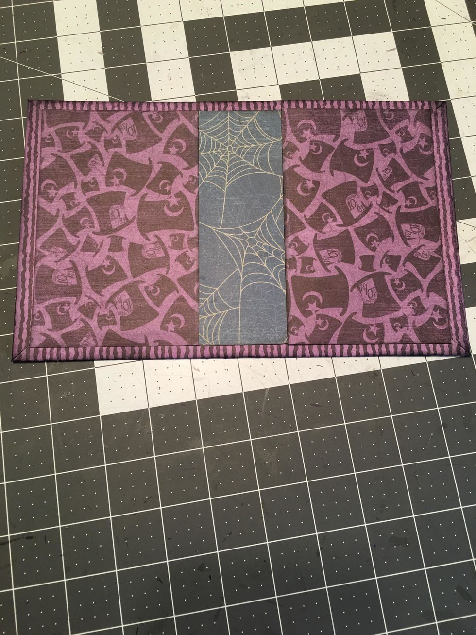 Use glue or scor-tape to attach the other two papers to the inside of the front and back cover.