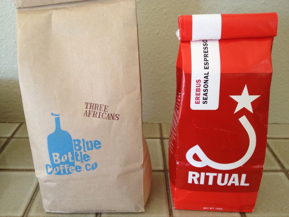 use good, fresh whole beans is you can. support your local roasters! we like Blue Bottle, Ritual, and Barefoot.