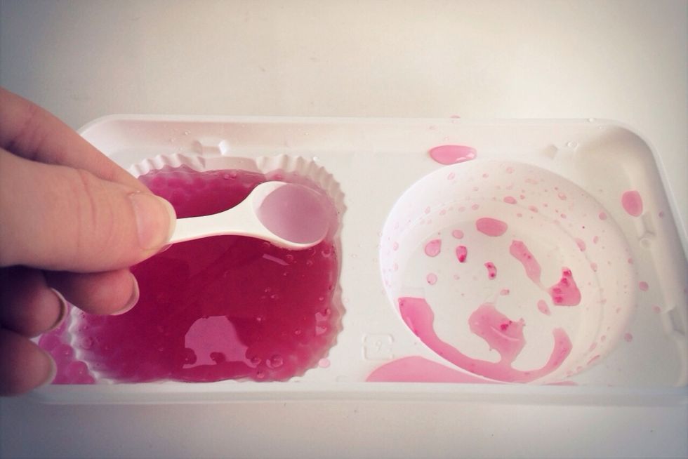 ~Use Included Scoop to separate 3 Scoops of Leftover Pink Liquid from # 1 Left Side of Tray