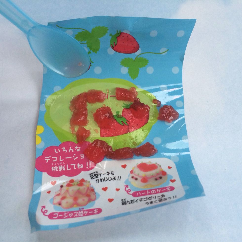 Use jelly that you placed on mat and cut into small shapes