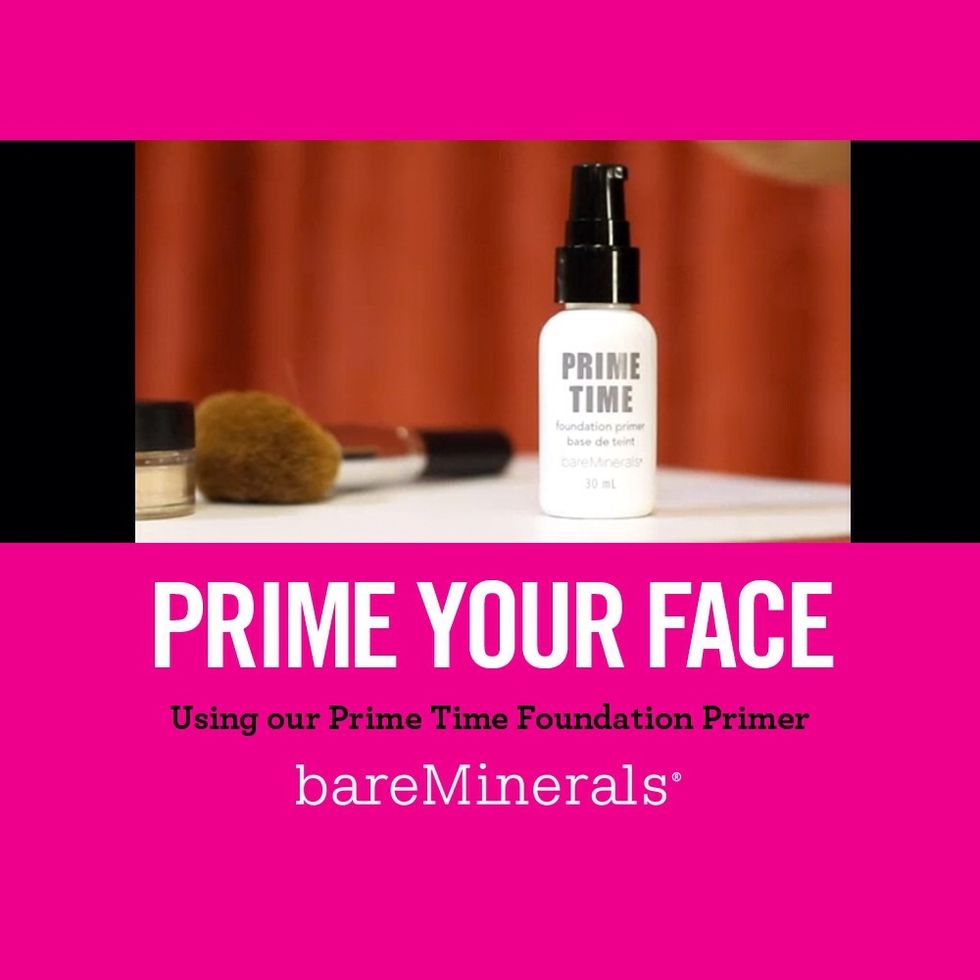 Use just one pump of bareMinerals Prime Time Foundation Primer to hide open pores, fine lines and create a perfect base.