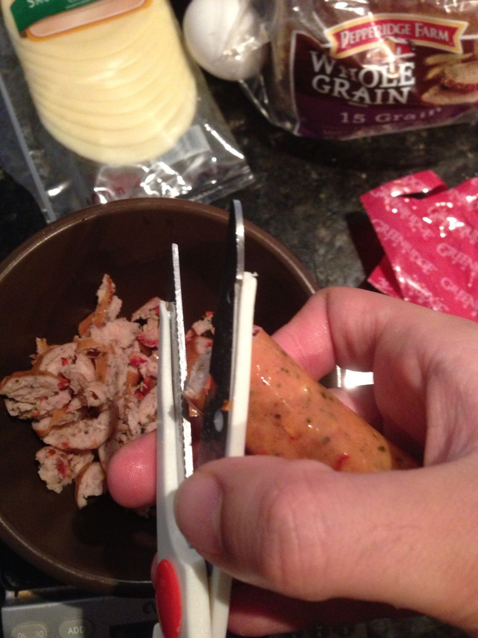 Use kitchen scissors to cut it into small pieces