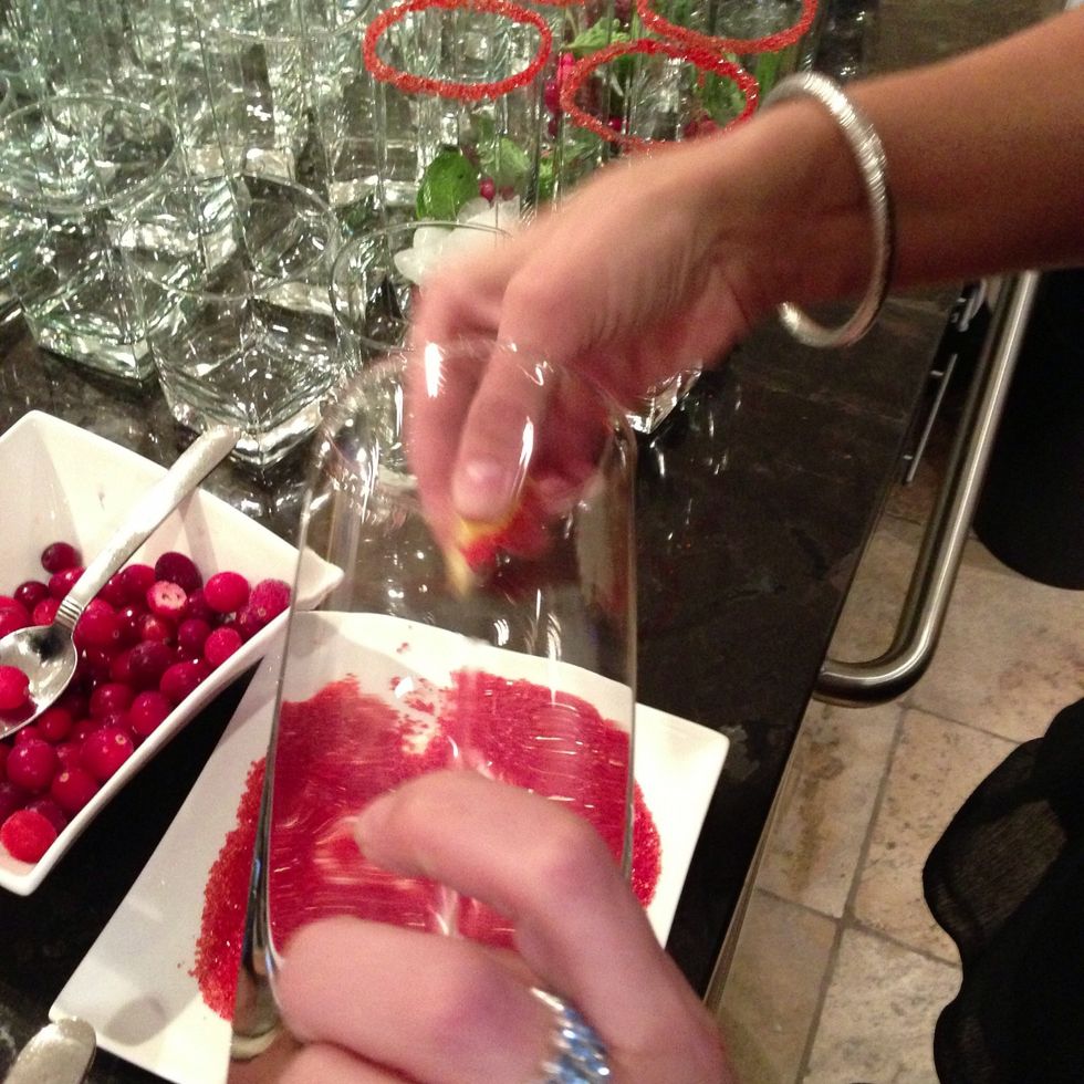 Use lemon to rim glass