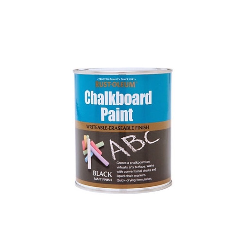 Use masking tape to cover the areas you don't want to paint. Paint the front of the bin lid with chalk board paint. Allow to dry, then add a second coat.
