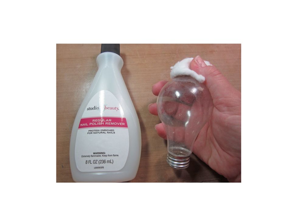 Use nail polish remover to take off the stamp on the top of the blub.