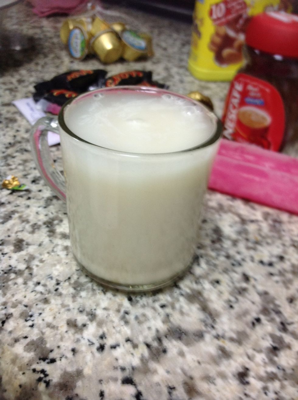 Use one cup of milk and but the milk inside the blender