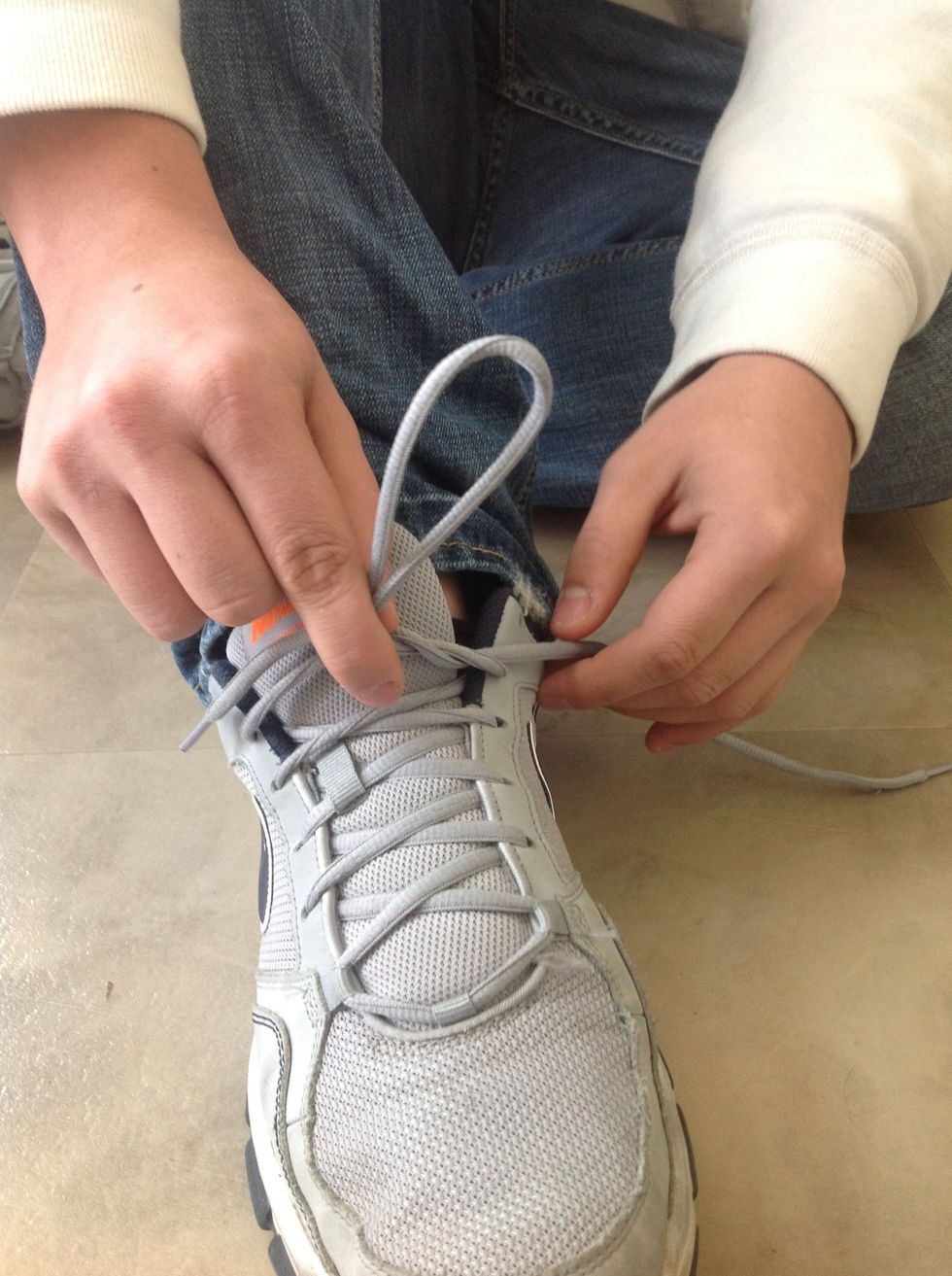 Use one lace and make a loop.