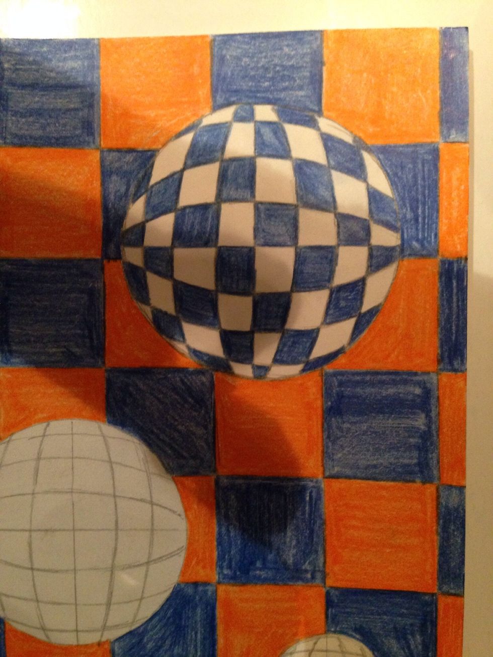 How to draw a checkerboard sphere op art - B+C Guides