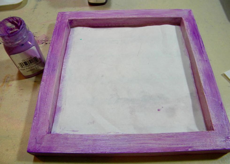 Use Orchid Sorbet to paint the first canvas.  Don't forget the sides!