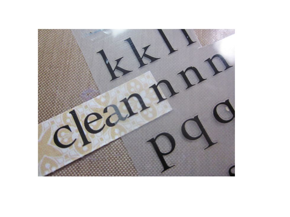 Use rub on letters to spell clean and use a small square of patterned paper, make sure it fits the label holder.  You will also do another one of  these for the other side but say "Dirty"