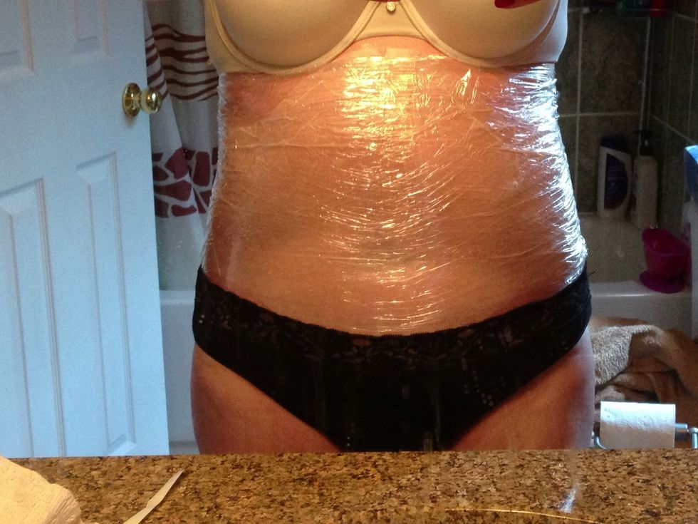 Use Saran Wrap to hold the wrap in place.