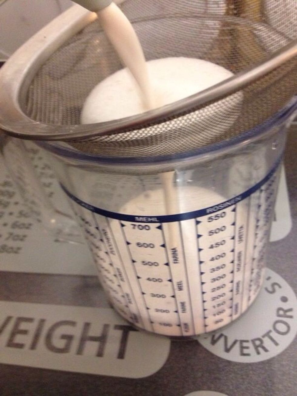 Use sieve to separate the milk and pulp. You can also use a milk bag or muslin cloth to strain content.