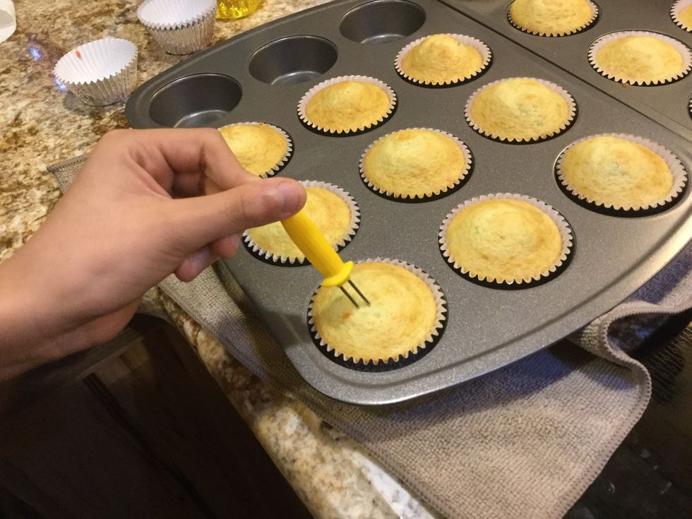 Use something sharp to see if it's baked well