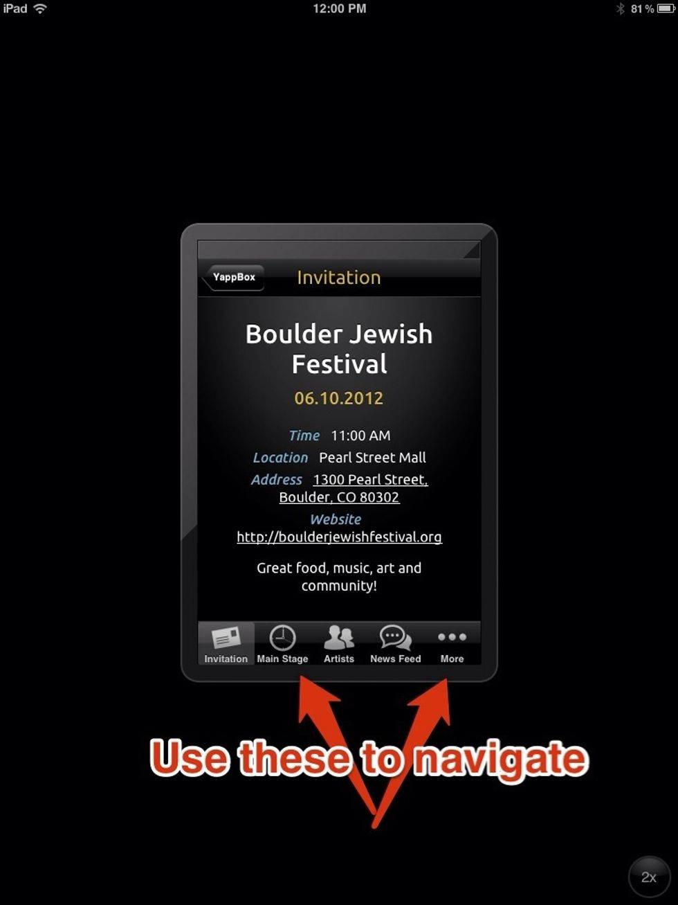 Use the buttons at the bottom to see what's happening at the different parts of the event.