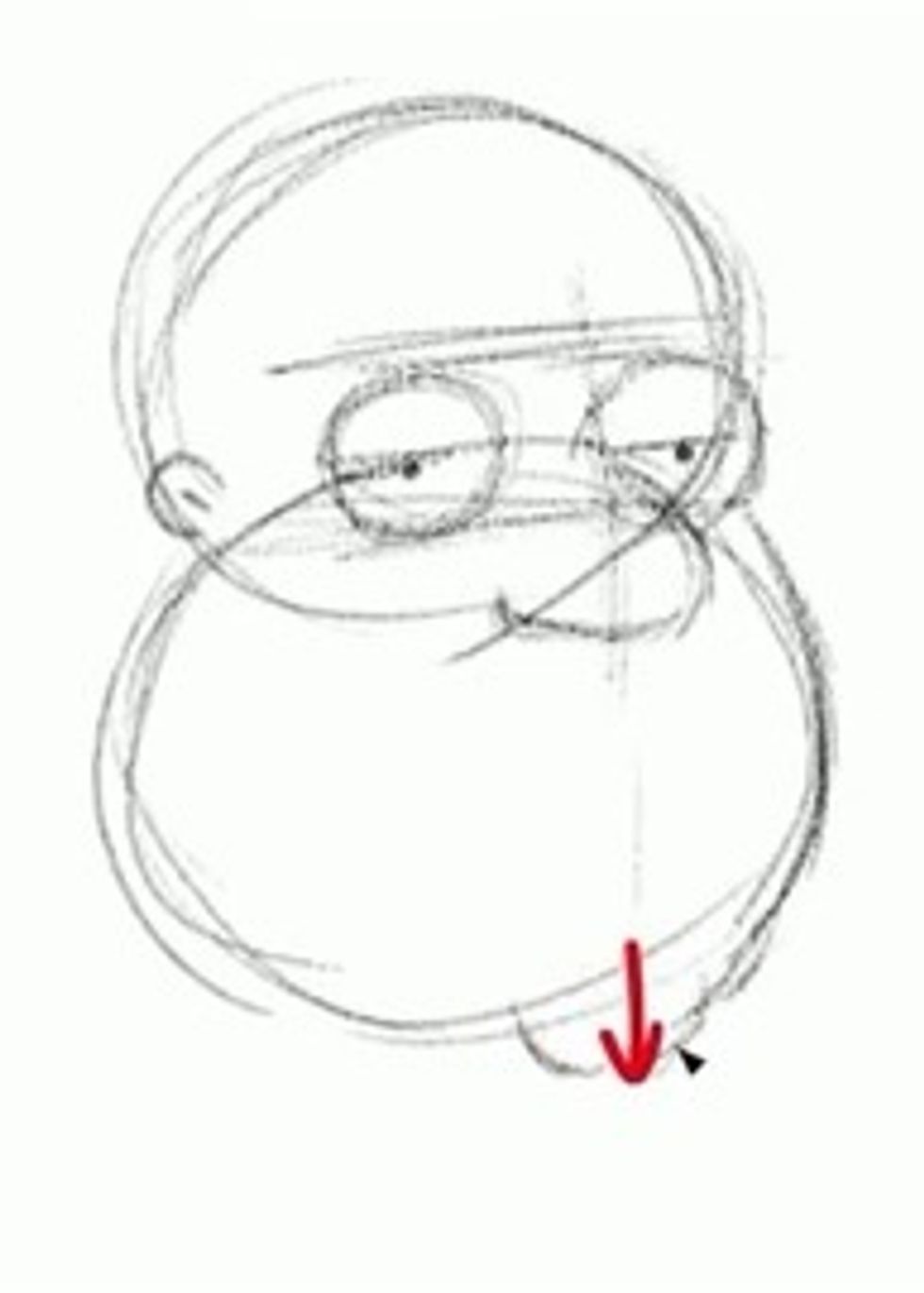 Use the center guideline to draw the dimple in the chin area.