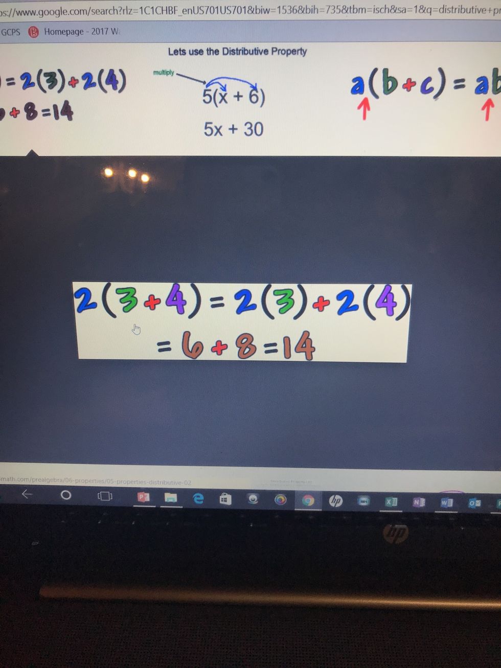 Use the distributive property to remove any parenthesis. The distributive property is an algebra property which is used to multiply a single term and two or more terms inside a set of parenthesis.
