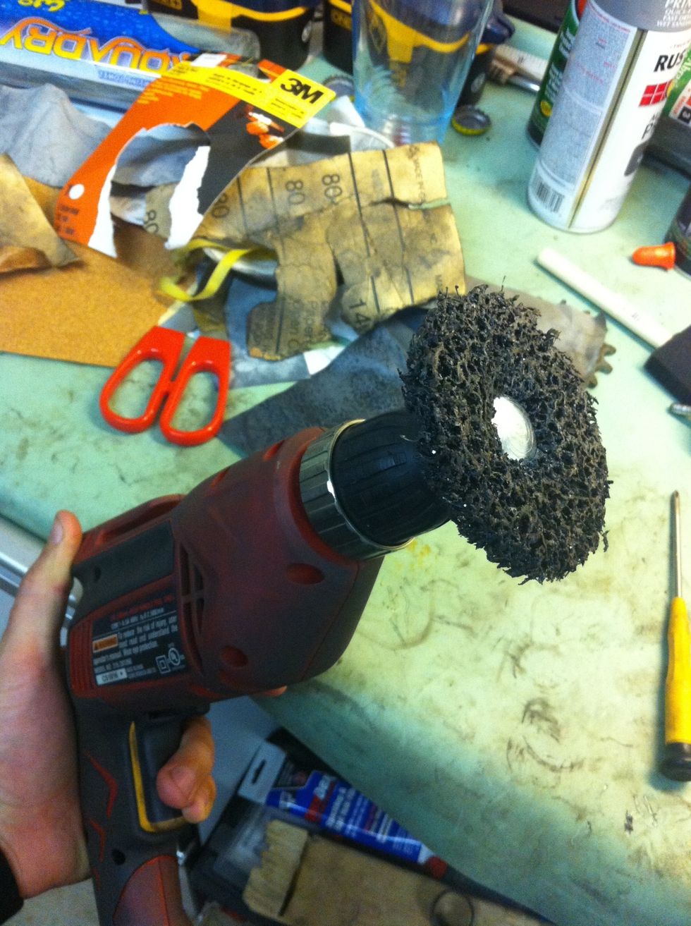 Use the drill and rust stripper to get the worst off