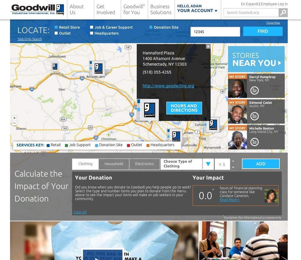 Use the impact calculator on goodwill.org to see the impact of your donation.
