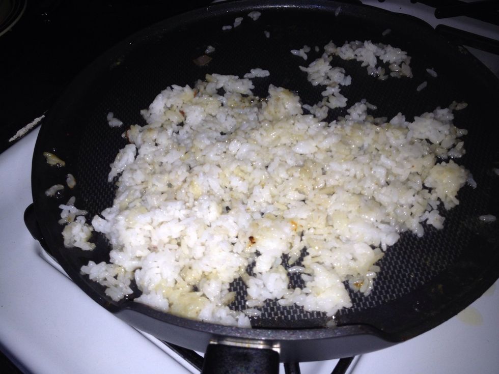 Use the left over butter oil cook the overnight rice.