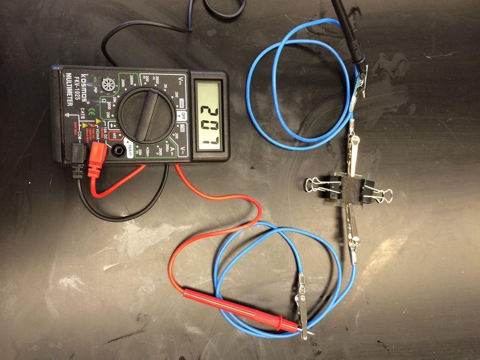 Use the multimeter to record the voltage in various settings.