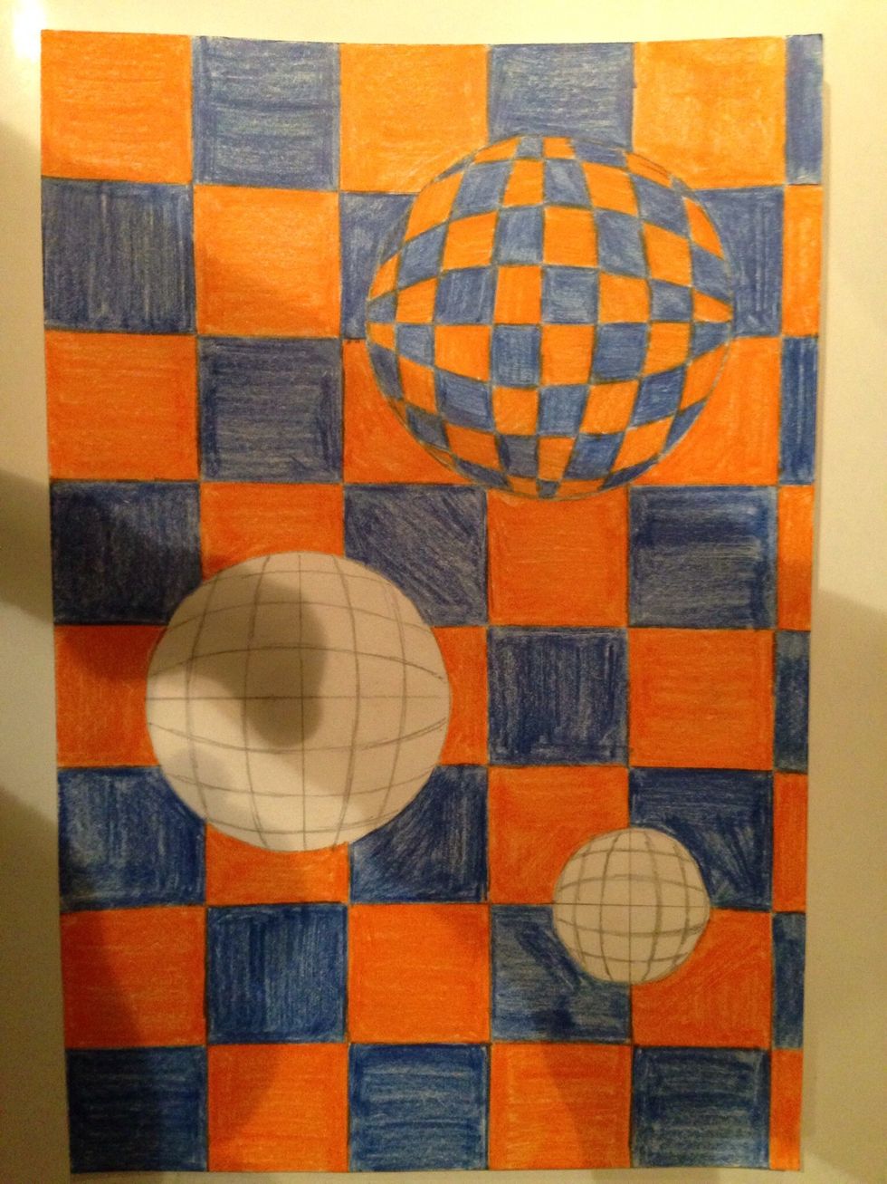 How to draw a checkerboard sphere op art B+C Guides